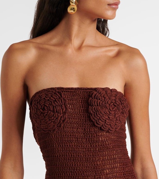 Floral crochet cotton bustier dress