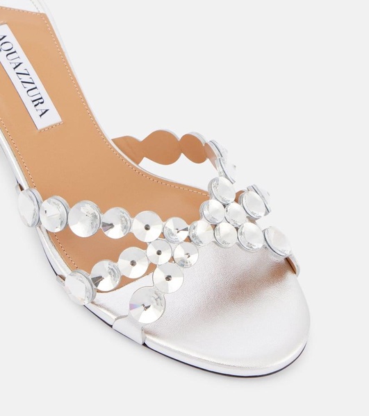 Crystal Mirage embellished leather mules