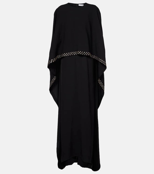 Embellished caped maxi dress