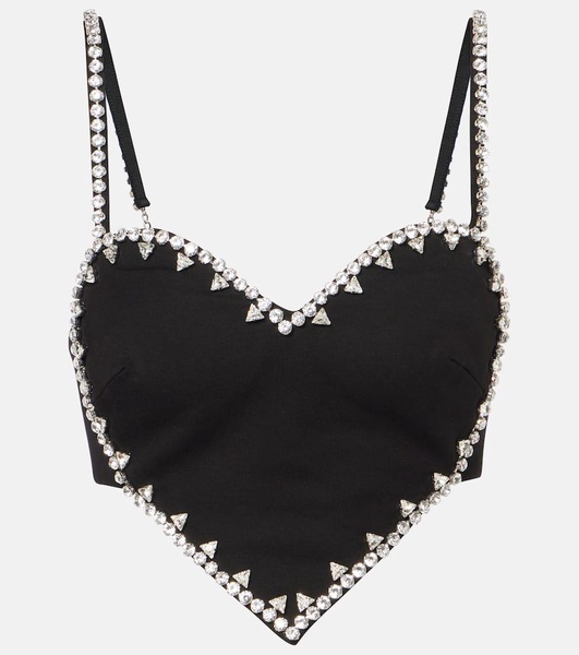 Heart crystal-embellished crop top