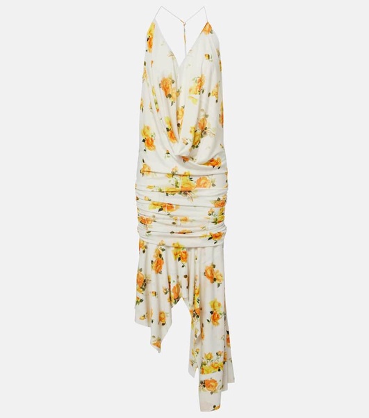 Dikata floral asymmetric midi dress