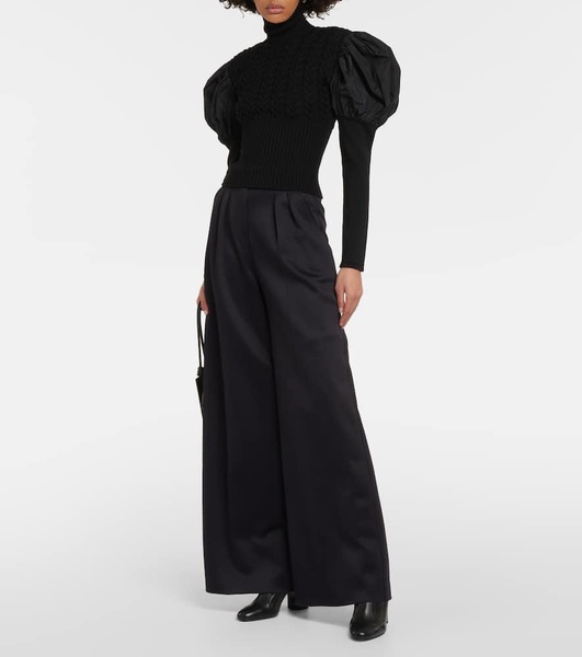 Zinnia pleated jersey wide-leg pants