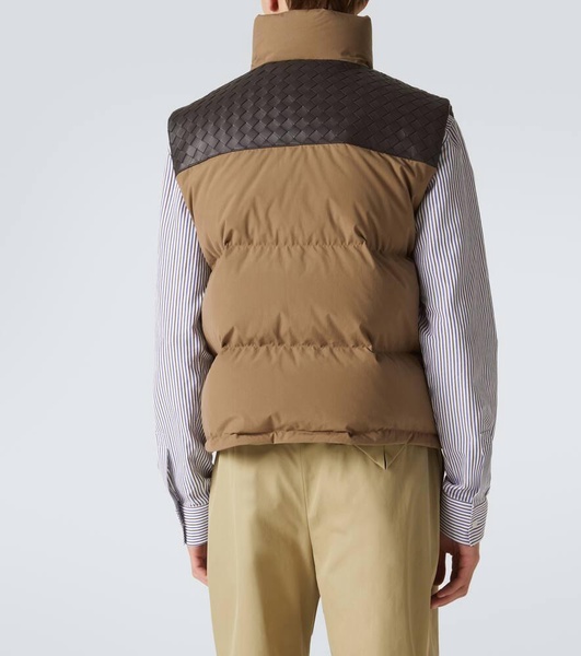 Intrecciato cotton poplin down vest