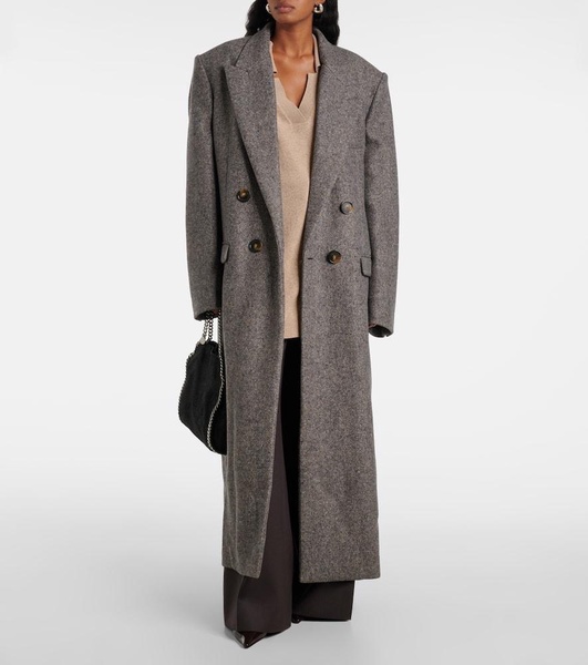 Double-breasted wool and silk-blend coat
