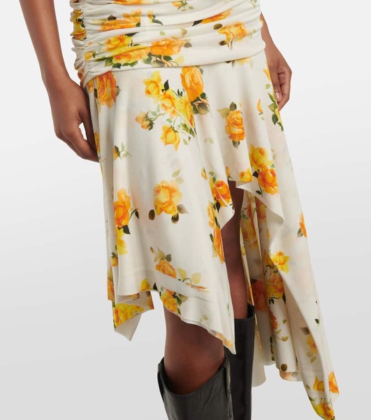 Dikata floral asymmetric midi dress