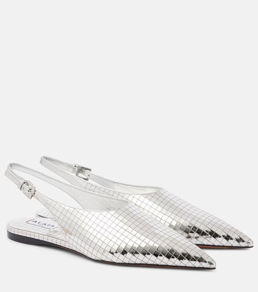 Art Deco mirrored leather slingback flats