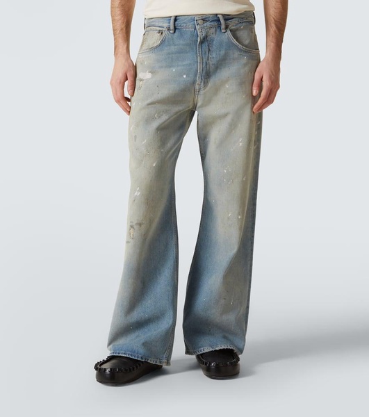 2021M mid-rise printed wide-leg jeans