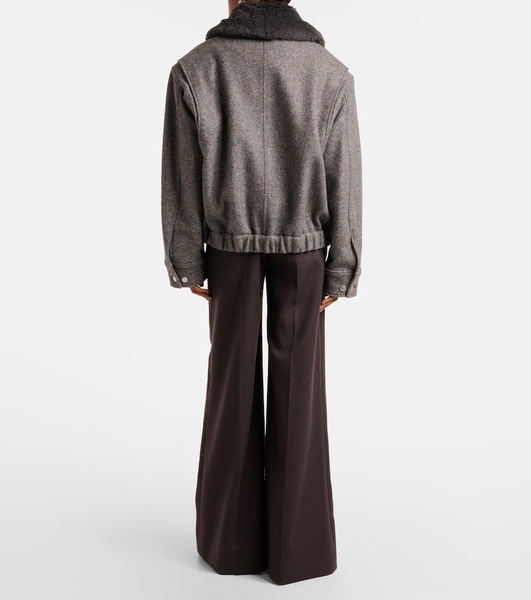 Faux fur-trimmed wool-blend jacket