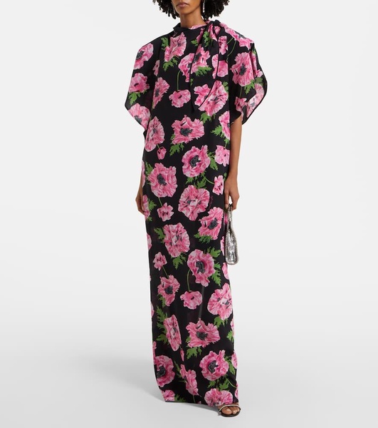 Floral printed silk maxi dress