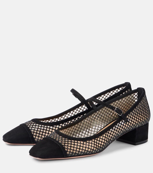 Mayor 35 suede-trimmed Mary Jane pumps