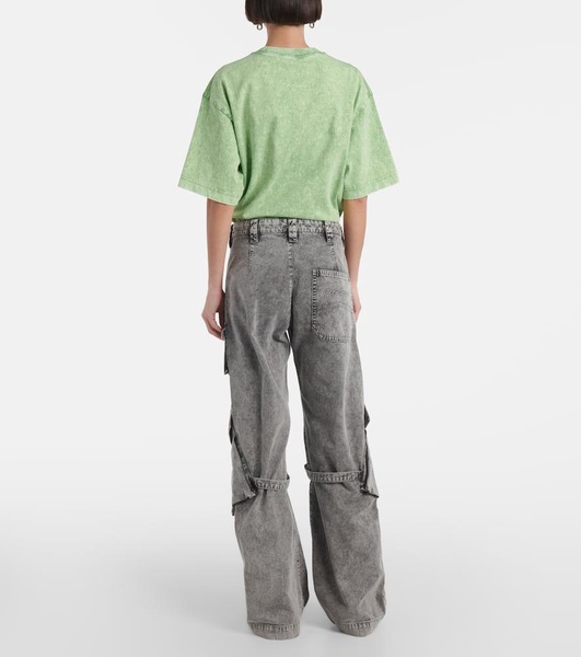 Mid-rise cotton canvas cargo pants