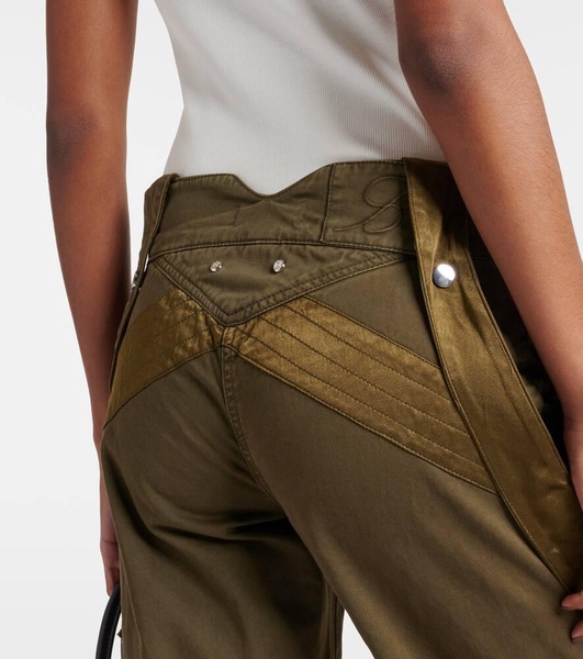 Mid-rise flared cargo jeans