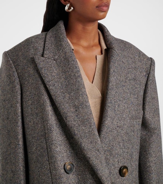 Double-breasted wool and silk-blend coat