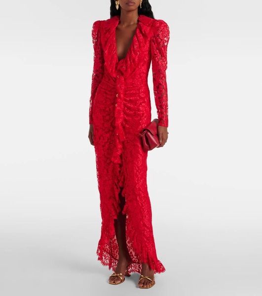 Ruffled lace maxi dress