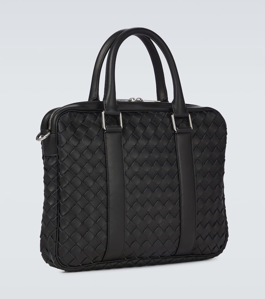 Intrecciato leather briefcase