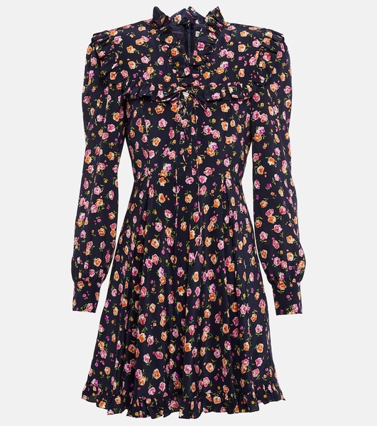 Printed belted silk minidress