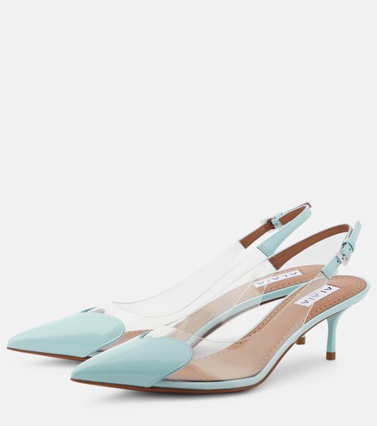 Le Cœur patent leather and PU slingback pumps