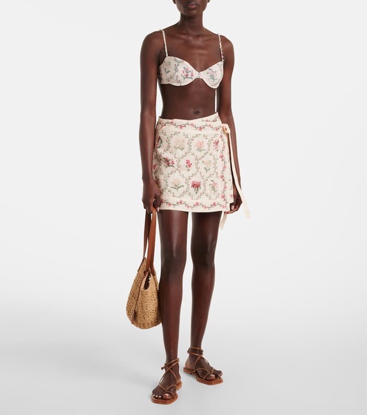 Luna floral linen wrap skirt