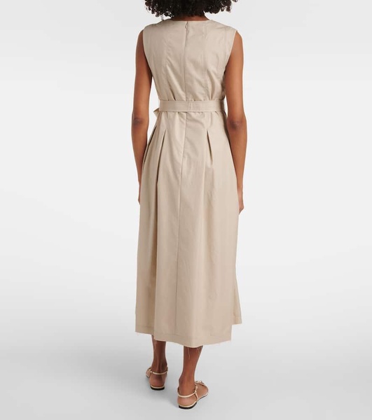 Amina pleated cotton midi dress