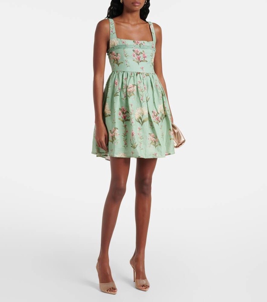 Hierbabuena floral linen minidress