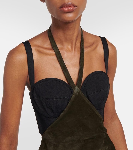 Suede maxi skirt