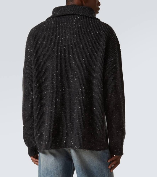 Linen and wool half-zip sweater