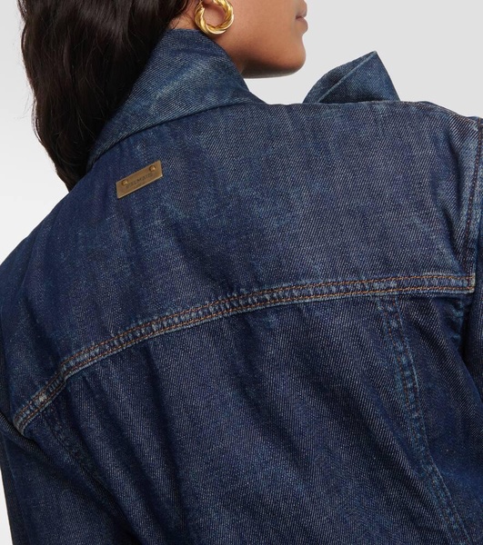 Tie-neck denim shirt