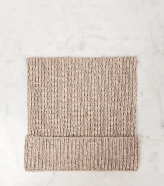 Face ribbed-knit wool-blend beanie