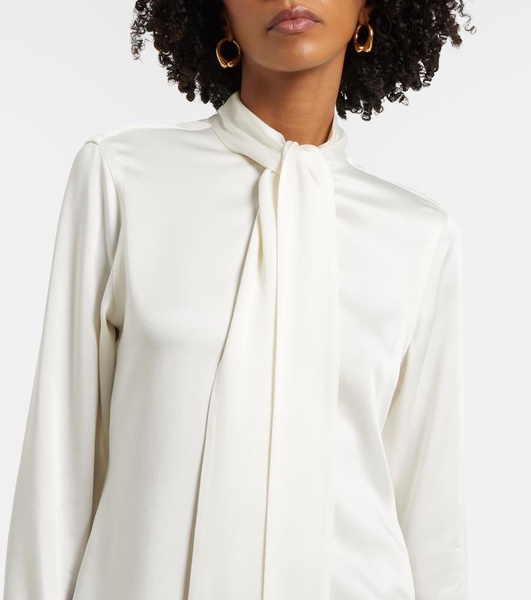 Tie-neck satin blouse