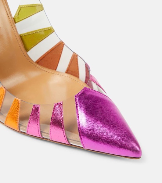 Hot Rumor leather and PVC 105 slingback pumps