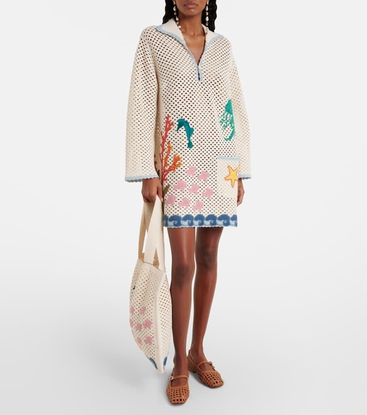 Splash crochet cotton mini dress