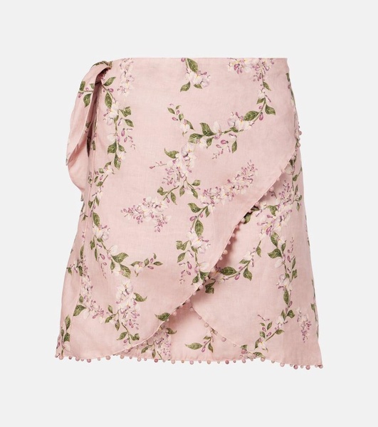 Agustina Wisteria floral linen beach cover-up
