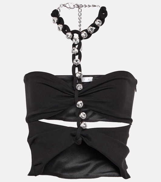 Chain-link embellished halter top