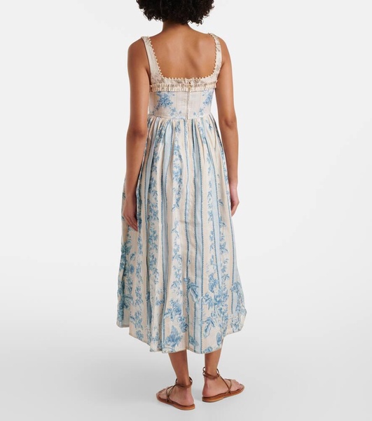 Barbara floral linen midi dress
