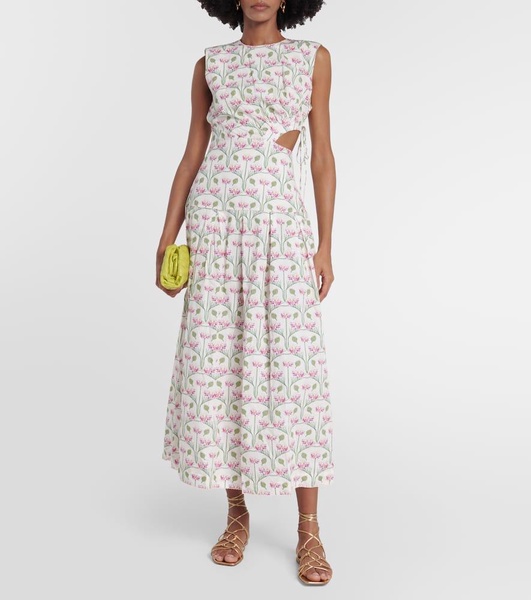 Otoño Trebol floral midi dress