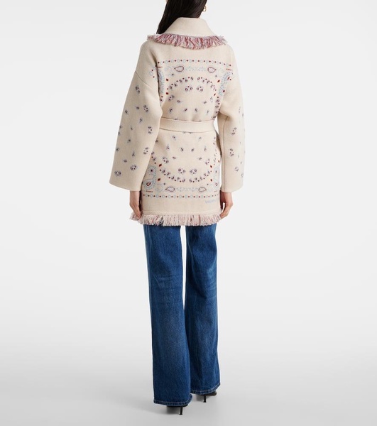 Bandana cashmere jacquard wrap cardigan