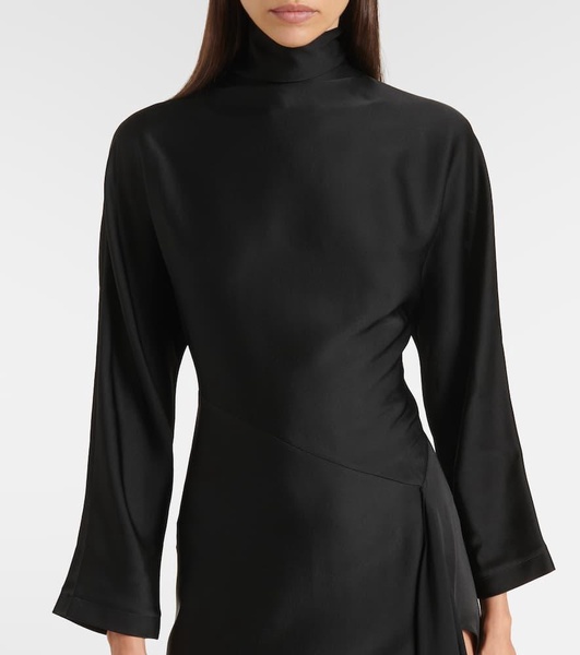 Asymmetric satin midi dress