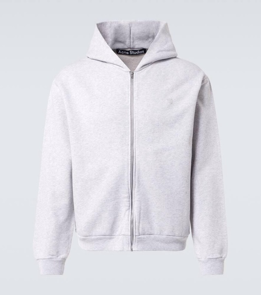 Face cotton fleece zip-up hoodie
