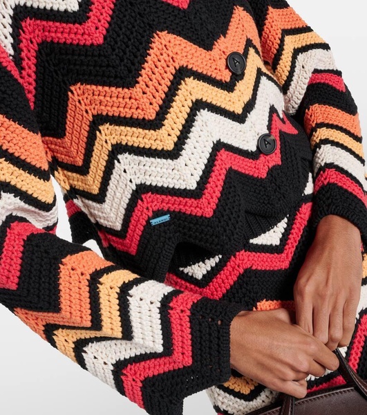 Kaleidoscopic Chevron cotton-blend cardigan
