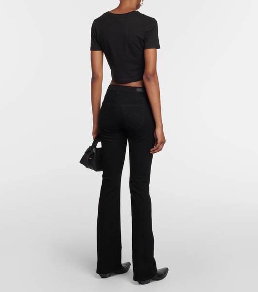 Low-rise flared jeans