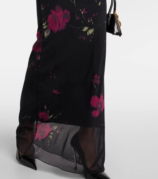 Printed tulle gown