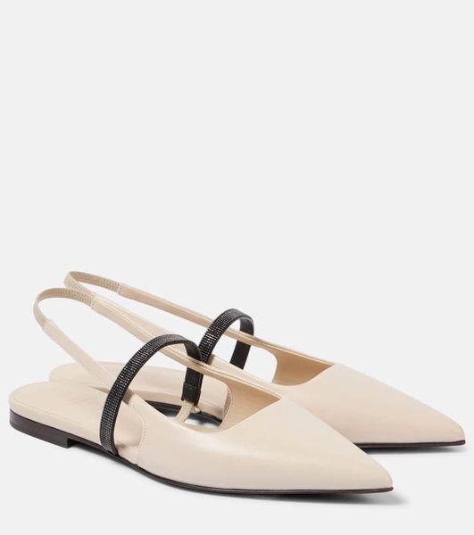 Pointy leather slingback pumps