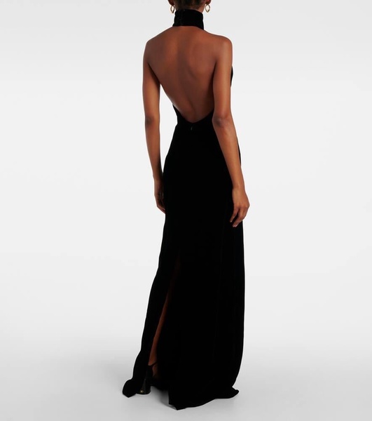 Armida embellished chain-detail velvet gown