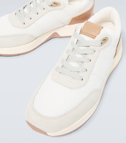 Leather-trimmed sneakers