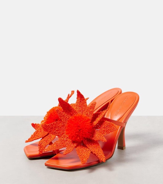 Adam raffia-trimmed leather mules