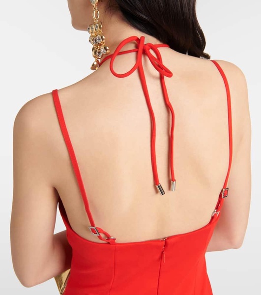 Cutout embellished jersey minidress
