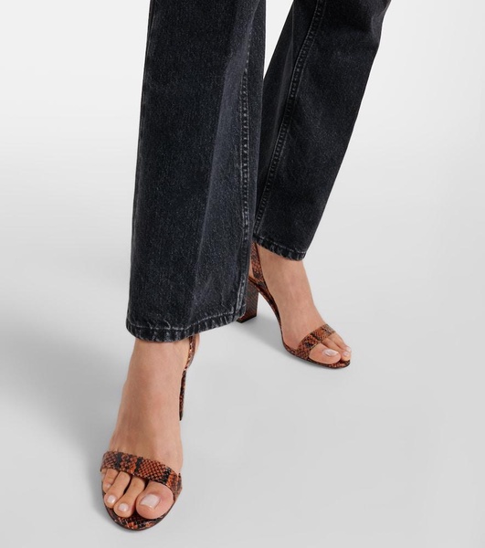 85 snake-effect leather slingback sandals