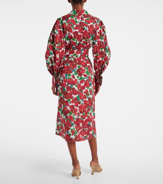 Floral cotton-blend shirt dress