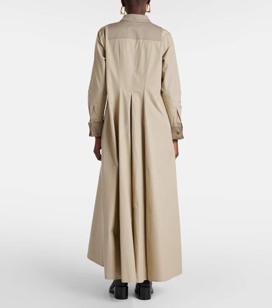 Pleated cotton maxi dress