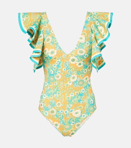 Cristina ruffled printed swimsuit